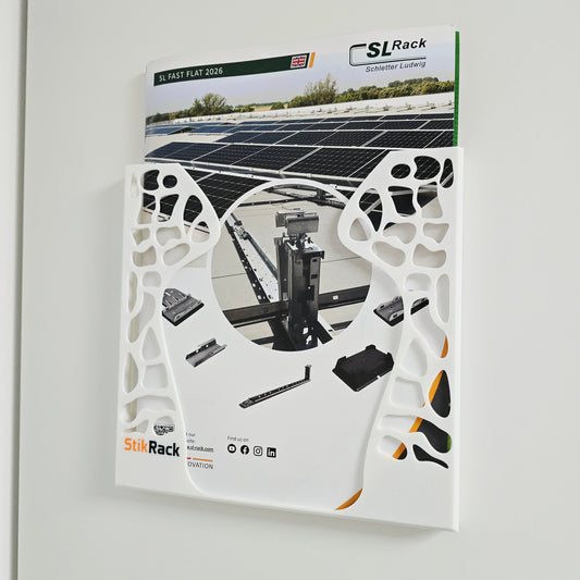 StikRack™ A4 Wall-Mounted Brochure Holder – Modern 3D Printed Document & Literature Display Rack – Self-Adhesive – UK Made