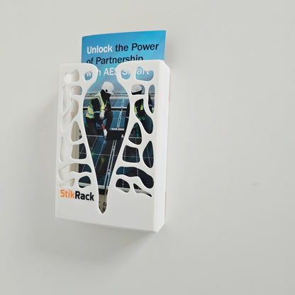 StikRack™ Wall-Mounted Leaflet Holder – Modern 3D Printed Brochure Display Rack – 99mm Folded Leaflets – Self-Adhesive – UK Made
