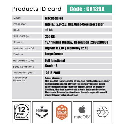 MacBook Pro - Code : CR139A