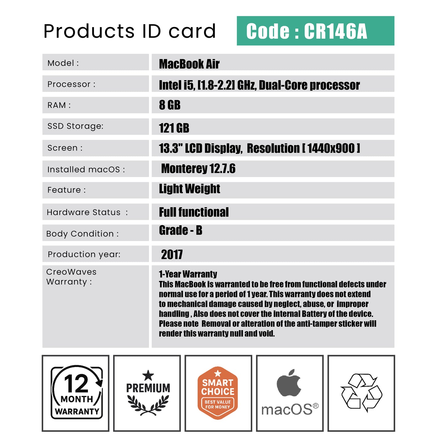 MacBook Air - Code : CR146A