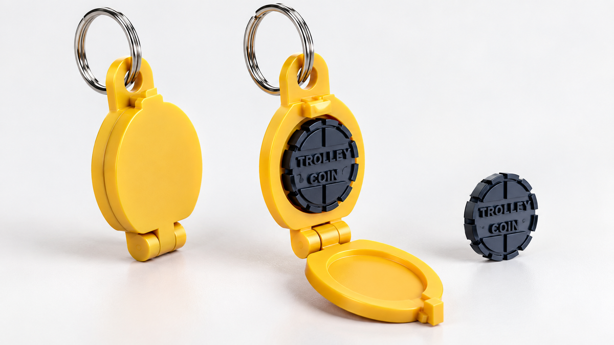 Trolley coin pocket keychain, pack of 20, view 3