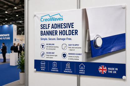 Self-Adhesive Banner Holder (Set of 4) – No Drill, Damage-Free Display